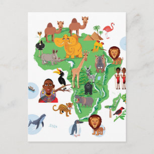 Africa Animals Map Postcard