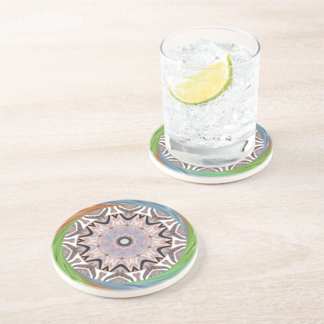 Africa Asia traditional edgy pattern Coaster (Side)