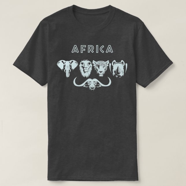 Africa Big 5 Wildlife Safari Hunting T-Shirt (Design Front)
