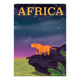Africa Big Cat Retro Style travel poster