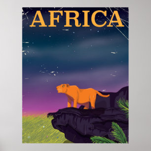 Africa Big Cat Retro Style travel poster