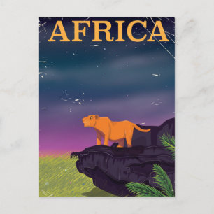 Africa Big Cat Retro Style travel poster Postcard