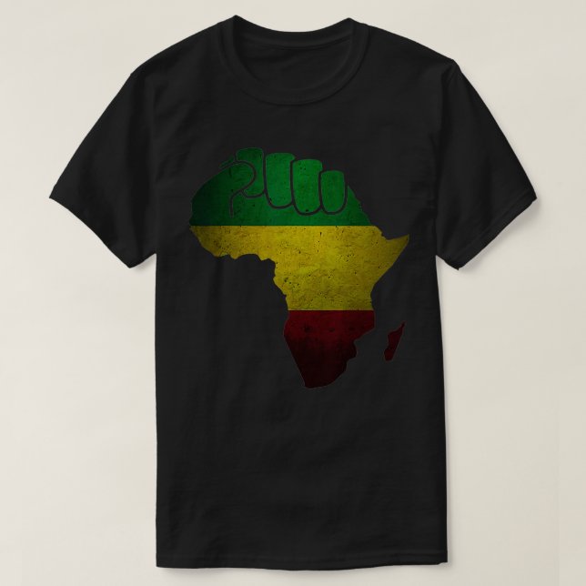 Africa Black Power Africa Map Raised Fist African  T-Shirt (Design Front)