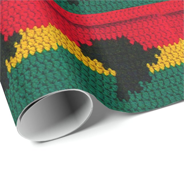 Africa Black Red Gold Green Artisan Crochet Print Wrapping Paper (Roll Corner)