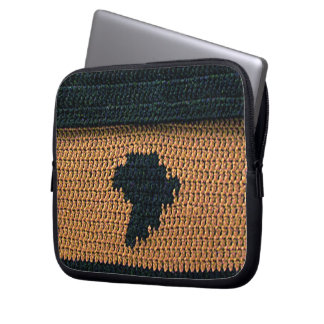 Africa Brown Artisan Crochet Print Electronics Bag