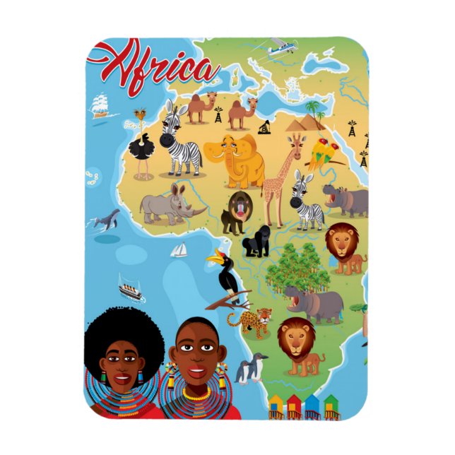 Africa Cartoon Map Magnet (Vertical)