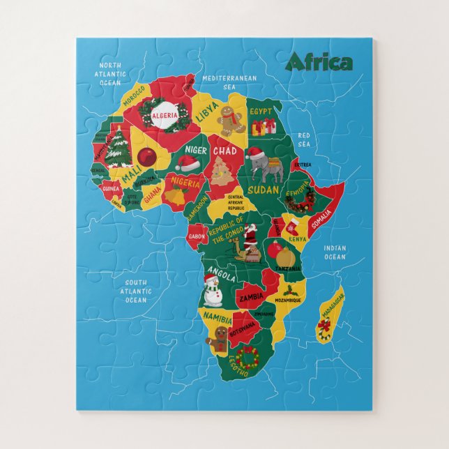 Africa Christmas Map Jigsaw Puzzle (Vertical)
