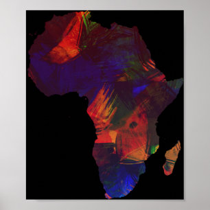 Africa Colourful Africa Continent Art Map Poster