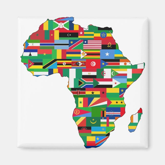 Africa Continent Countries Flags Map Nations Magnet (Front)