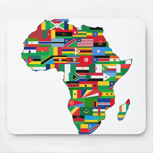 Africa Continent Countries Flags Map Nations Mouse Pad (Front)