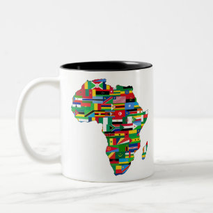 Africa Continent Countries Flags Map Nations Two-Tone Coffee Mug