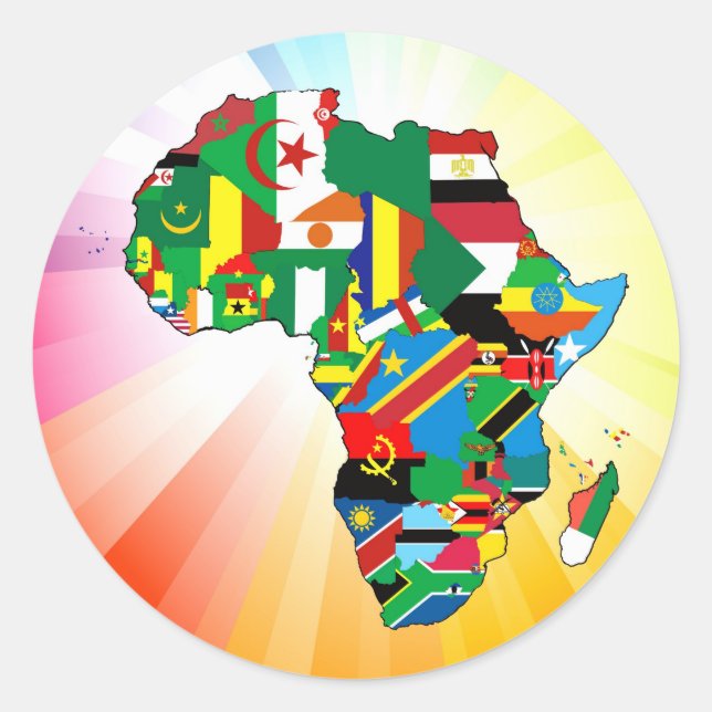 Africa Continent Flag Map 2 Classic Round Sticker (Front)