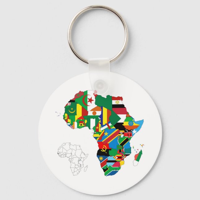 Africa Continent Flag Map Key Ring (Front)
