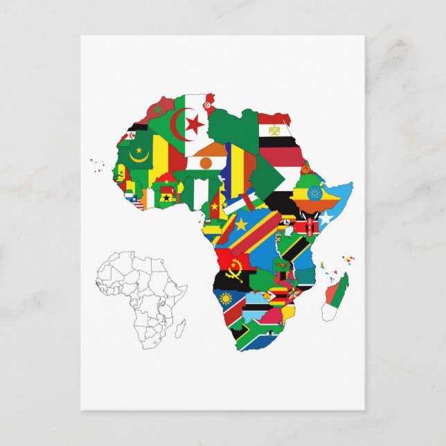 Africa Continent Flag Map Postcard (Front)