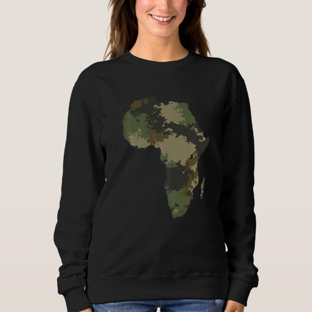 Africa Continent Map Camo Pattern African Defence  Sweatshirt (Front)
