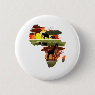 Africa Continent Sunset Safari Nature Wild Life 6 Cm Round Badge