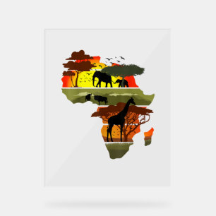 Africa Continent Sunset Safari Nature Wild Life  Acrylic Sign