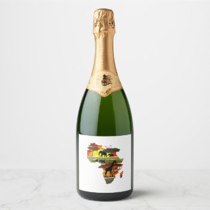 Africa Continent Sunset Safari Nature Wild Life Sparkling Wine Label