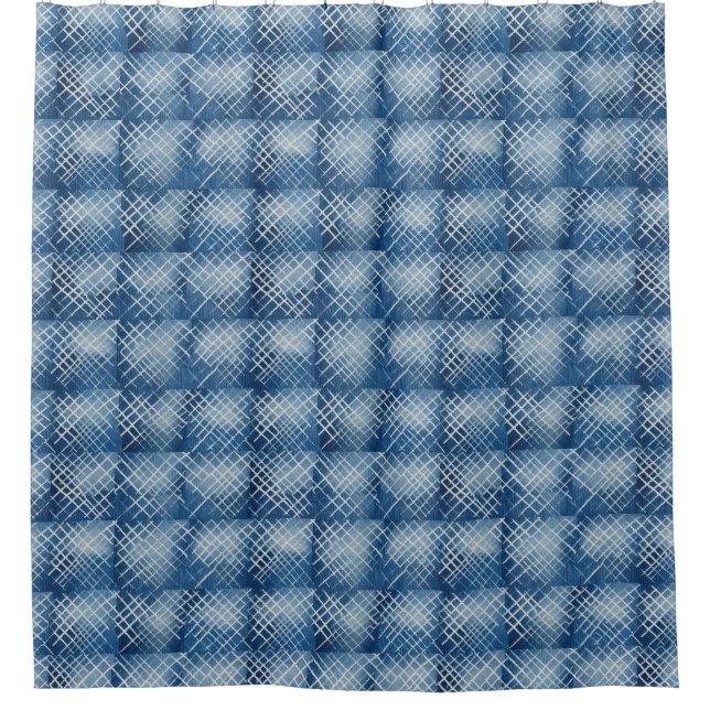 Africa Denim Indigo Mudcloth Pattern 1 Shower Curtain (Front)