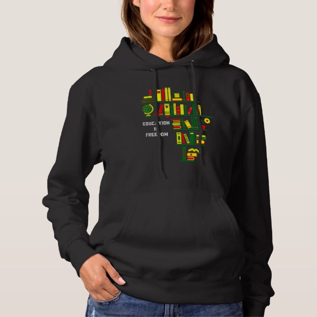 Africa Education Is Freedom Library Book Lover Bla Hoodie (Front)