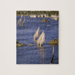 Africa, Egypt, Upper Egypt, Aswan. Feluccas Jigsaw Puzzle