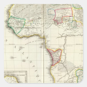 Africa Engraved map with 2 inset maps Square Sticker