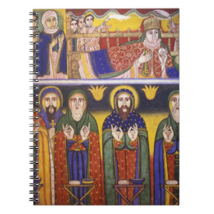 Africa, Ethiopia. Artwork depicting apostles and Notebook