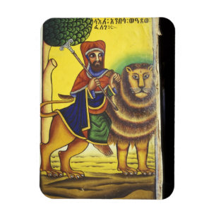 Africa, Ethiopia. Artwork depicting Lion of Magnet