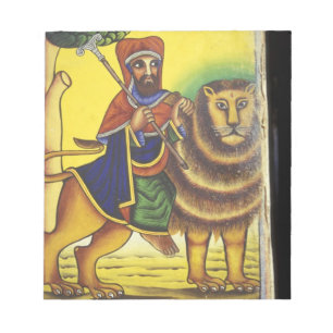 Africa, Ethiopia. Artwork depicting Lion of Notepad