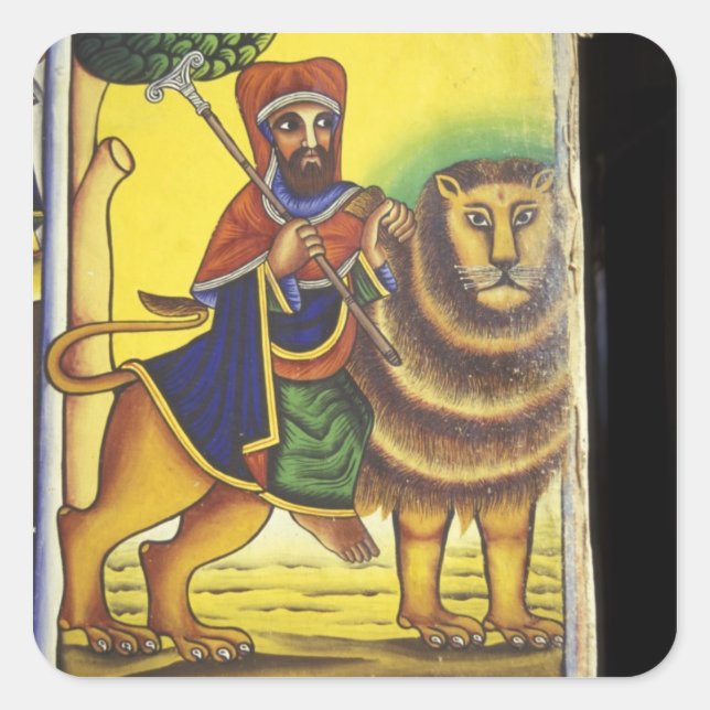 Africa, Ethiopia. Artwork depicting Lion of Square Sticker (Front)