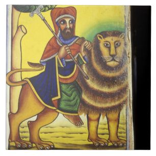 Africa, Ethiopia. Artwork depicting Lion of Tile