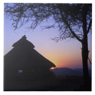 Africa, Ethiopia, Omo river region, Sunset over Tile