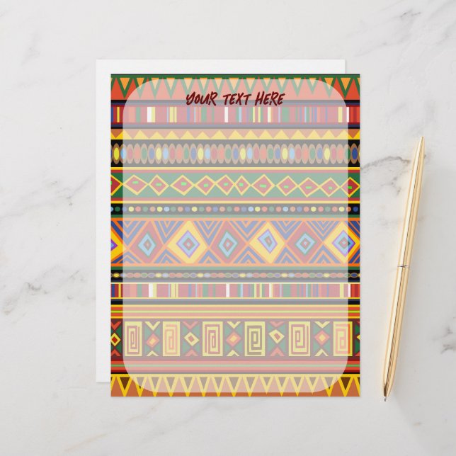 Africa Ethnic Art Pattern  Custom Letterhead (Front/Back In Situ)