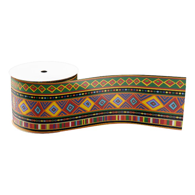 Africa Ethnic Art Pattern  Grosgrain Ribbon (Spool)