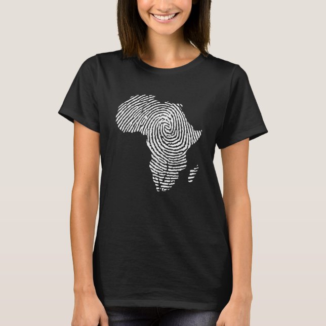 Africa Fingerprint African Flag Black Pride DNA Af T-Shirt (Front)