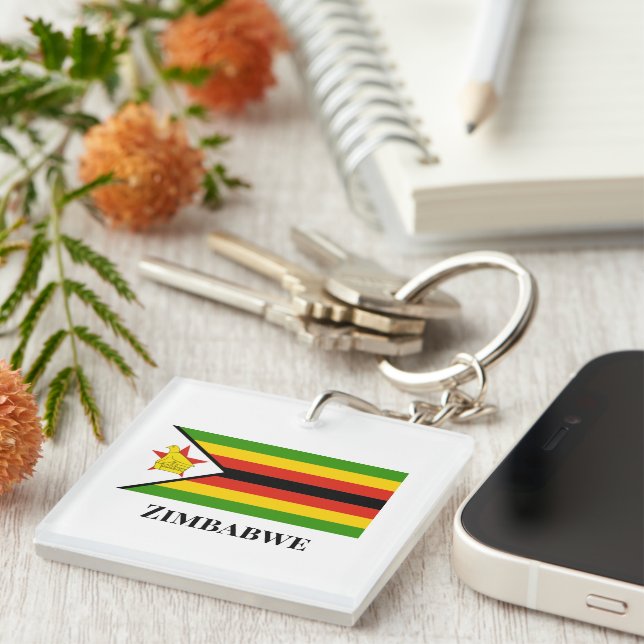 AFRICA: FLAG OF ZIMBABWE KEY RING (Front Right)