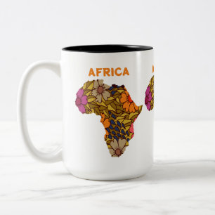 Africa flowers map Two-Tone coffee mug