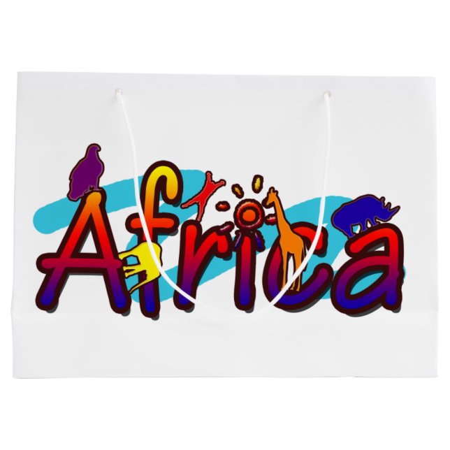 Africa fun colourful safari logo large gift bag (Back)