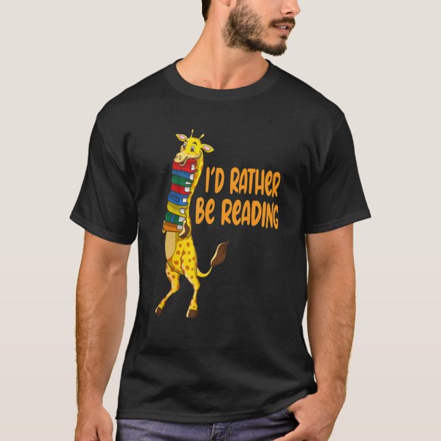 Africa Giraffes A Stack Reading Books T-Shirt (Front)