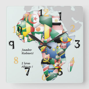 Africa Hakuna Matata I Love Africa Square Wall Clock