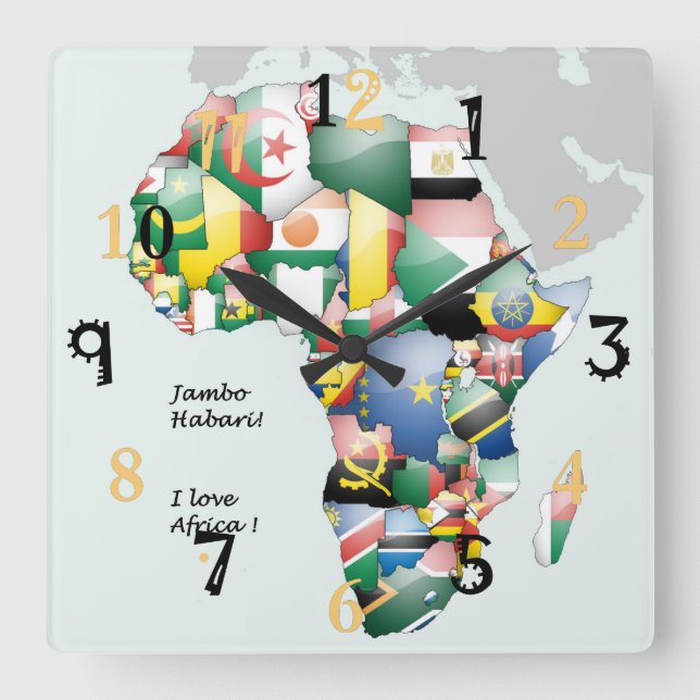 Africa Hakuna Matata I Love Africa  Square Wall Clock (Front)