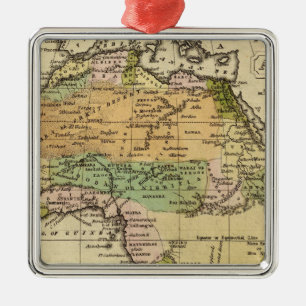 Africa Hand Coloured Atlas Map Metal Tree Decoration