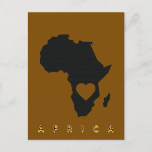 Africa Heart Map Postcard