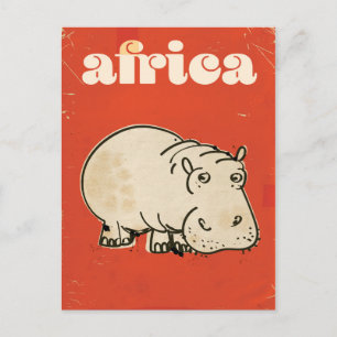 africa hippo travel poster postcard