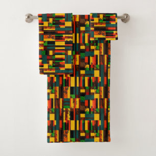 Africa Kente Ghana, Ivory Coast Tribal Pattern 1 Bath Towel Set