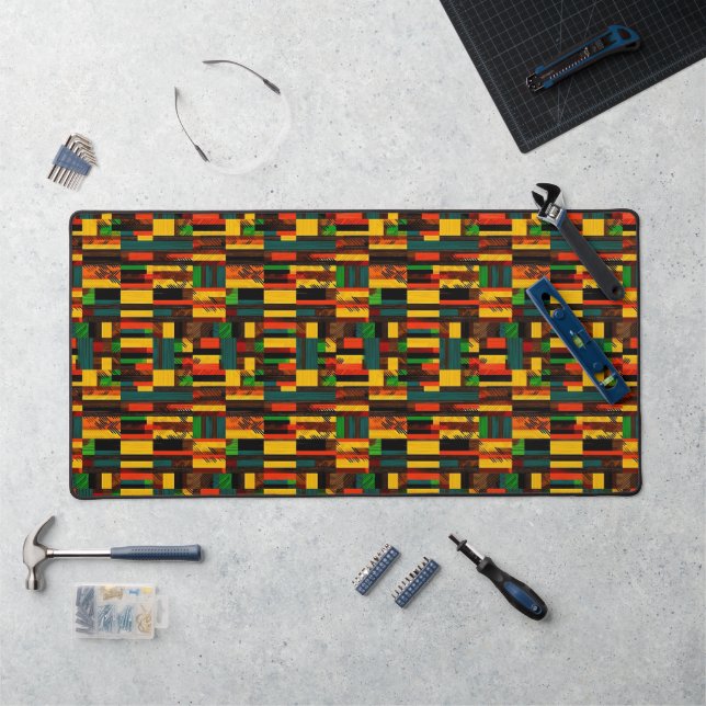 Africa Kente Ghana, Ivory Coast Tribal Pattern 1 Desk Mat (Workstation)