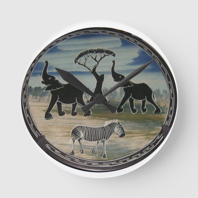 Africa Kenya Beautiful Elegant Wildlife Round Clock (Front)