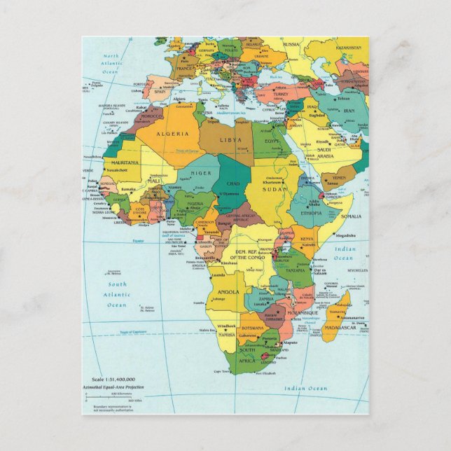 Africa map 2 postcard (Front)