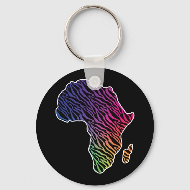 Africa Map African Pride Zebra Pattern Key Ring (Front)