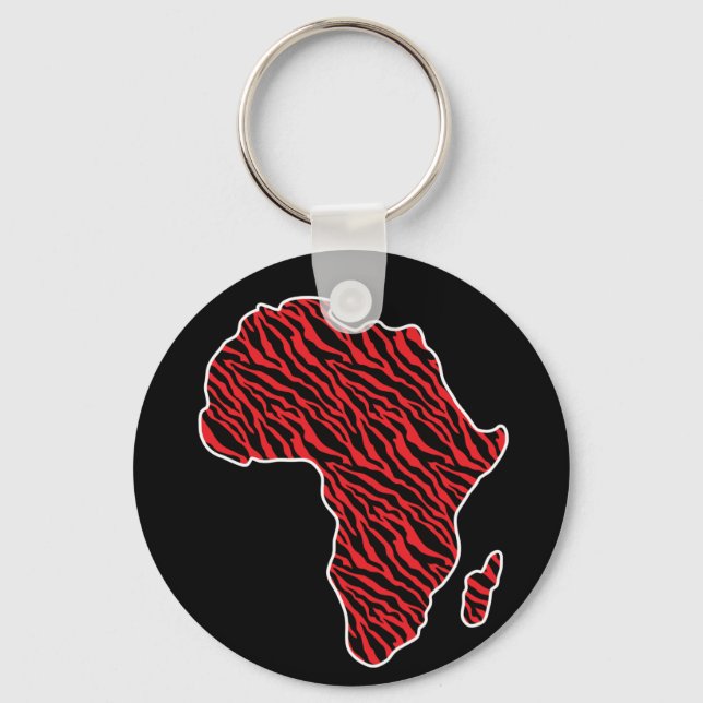 Africa Map African Pride Zebra Pattern Key Ring (Front)